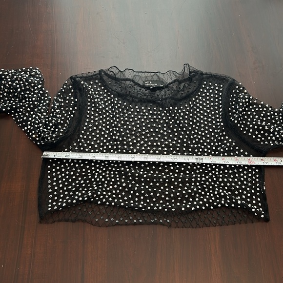 Hot & Delicious Kylie Long Sleeve Embellished Rhinestone Sheer Crop Top Size S - Picture 12 of 13